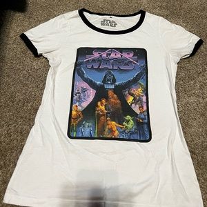 70s style Star Wars woman tee with black trim